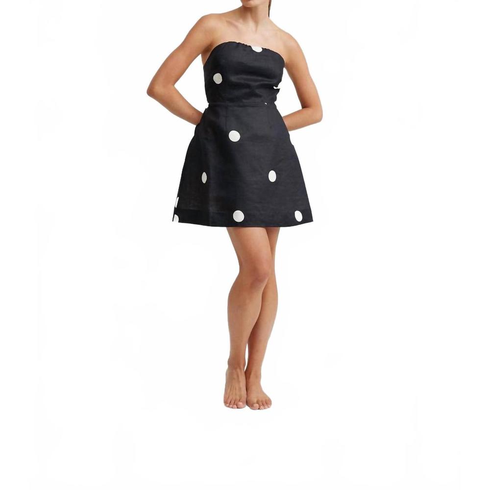 NEW ASTON STUDIO beatrix a-line mini dress in nero/milk dot